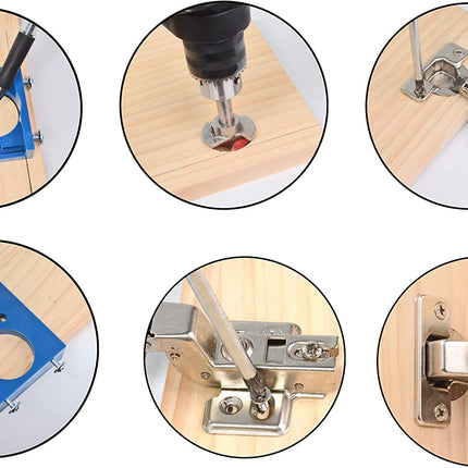 35mm Door Hinge Hole Saw Cutter Concealed Hinge Jig with Forstner Bits Positioner - salelink.co.nz