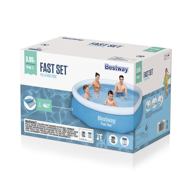 Bestway Fast Set Round Above Ground Pool 3.05m x 76cm with Pump - salelink.co.nz