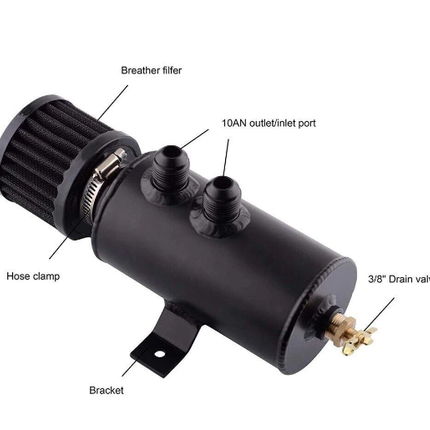 750ml Oil Catch Can Tank Kit Polish Baffled Reservoir with Breather Filter