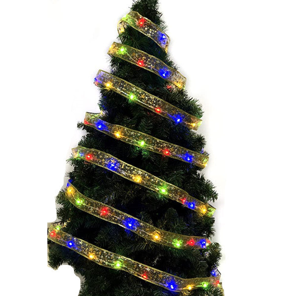 10M Gold Ribbon Colourful Christmas Tree Light Gift Wrap