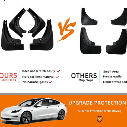 Mud Flaps Splash Guards Compatible with 2021 2022 2023 Tesla Model 3
