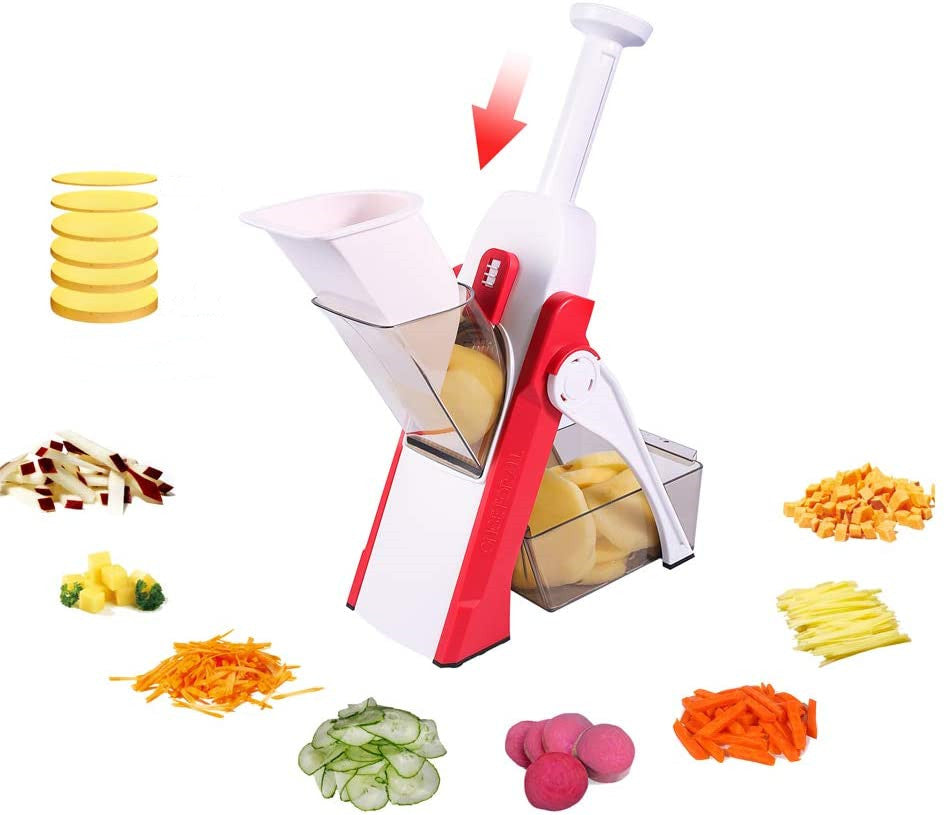 Vegetable Slicer Food Chopper Adjustable Thickness Potato Onion Chopper Safe Upright Dicer (Green)
