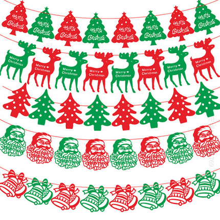 40PCS Merry Christmas Banner Decorations Bunting Sign