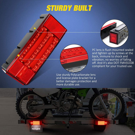2PCS LED Trailer Lights Kit for 12V Trailer Boat Camper RV Trucks Snowmobile