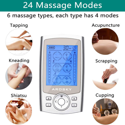 TENS Machine with 24 Massage Modes & 10 Pads - salelink.co.nz