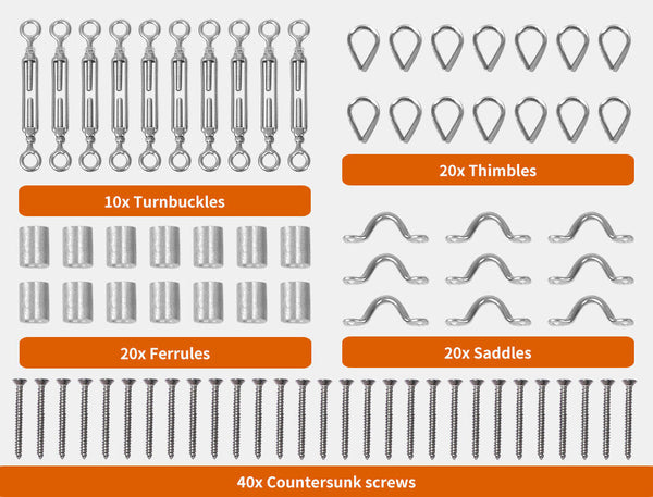 Balustrade Wire Kit Rope Stainless Steel Eye Fork Turnbuckle