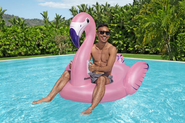 Bestway 1.53x1.43m Luxury Flamingo Inflatable Rider Water Ride On Pool Float