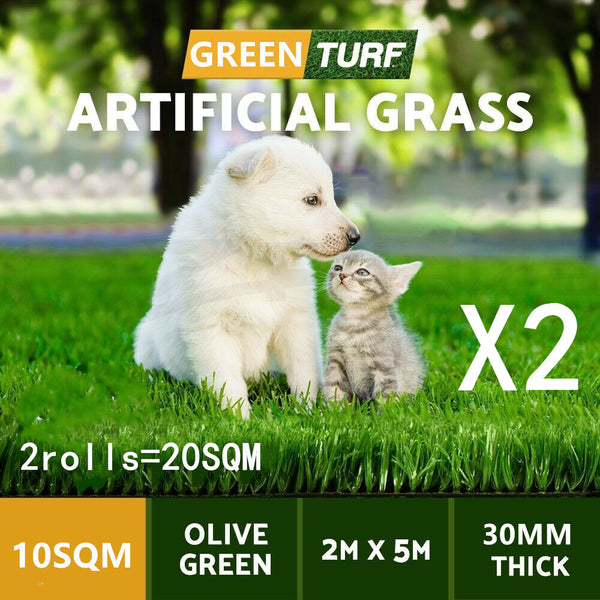 Two Pieces 2X5M Artificial Grass 30MM 20M2