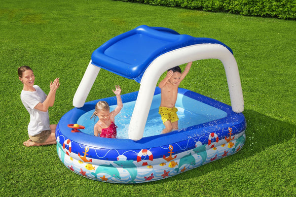 Bestway 213x155x132cm Kids Play Pools Above Ground Inflatable Swimming Pool Canopy Sunshade
