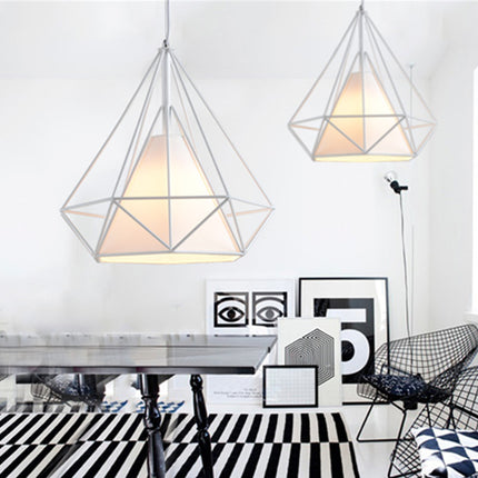 38CM Pendant Hanging Light Lampshade Metal Diamond White - salelink.co.nz