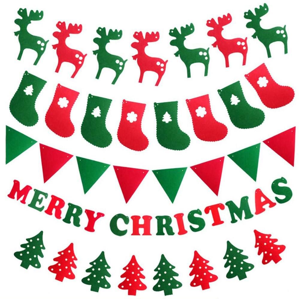 46PCS Merry Christmas Banner Decorations Bunting Sign