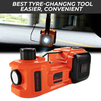 5Ton 12V Car Electric Hydraulic Floor Jack Lift + Impact Wrench Kit Box 3 in 1 - salelink.co.nz