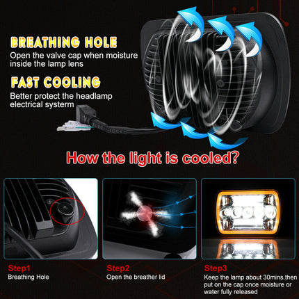 5x7" 7x6" Inch LED Headlights Hi/Lo Beam DRL For Toyota Hilux Jeep Truck 1 Pair - salelink.co.nz