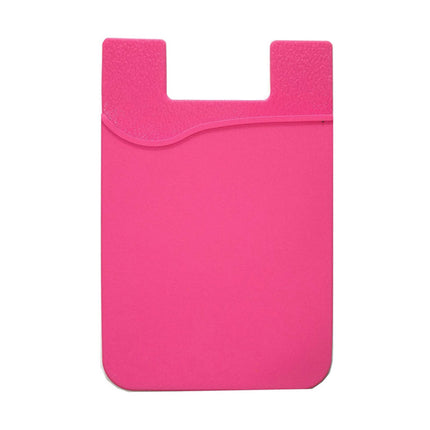 Fushia Silicone Credit Card Holder Pocket Case Wallet Pouch Sticker Cellphone Phone - salelink.co.nz