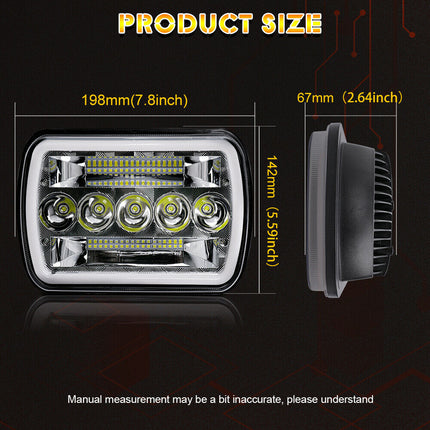 5x7" 7x6" Inch LED Headlights Hi/Lo Beam DRL For Toyota Hilux Jeep Truck 1 Pair - salelink.co.nz