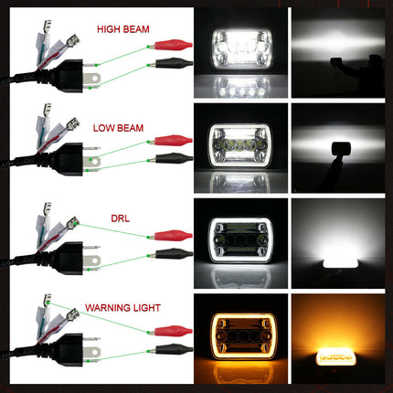 5x7" 7x6" Inch LED Headlights Hi/Lo Beam DRL For Toyota Hilux Jeep Truck 1 Pair - salelink.co.nz