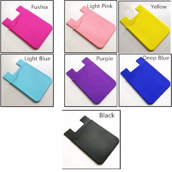 Light Pink Silicone Credit Card Holder Pocket Case Wallet Pouch Sticker Cellphone Phone