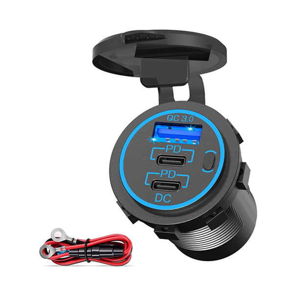 12V USB Outlet Type C Car Charger Socket Fast Charging–