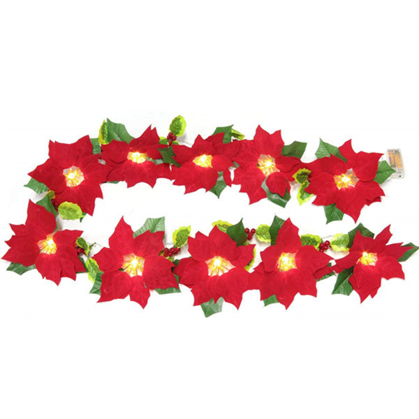 10LED Christmas Red Flower Tree Light Xmas Light String Lights - salelink.co.nz