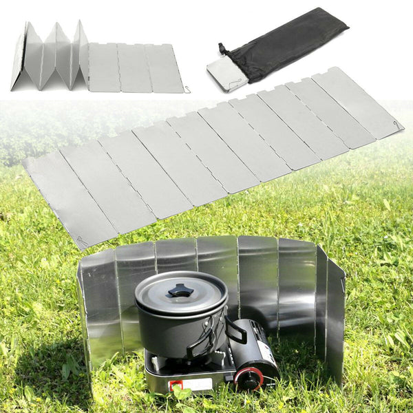 10 plates Fold Camping Cooker BBQ Gas Stove Wind Shield Screen Foldable Outdoor - salelink.co.nz