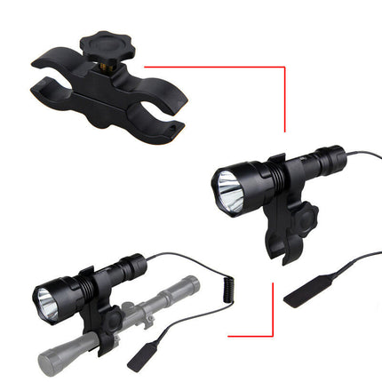 Tactical White Flashlight Hunting Torch Light Camping Lamp Scope Mount - salelink.co.nz