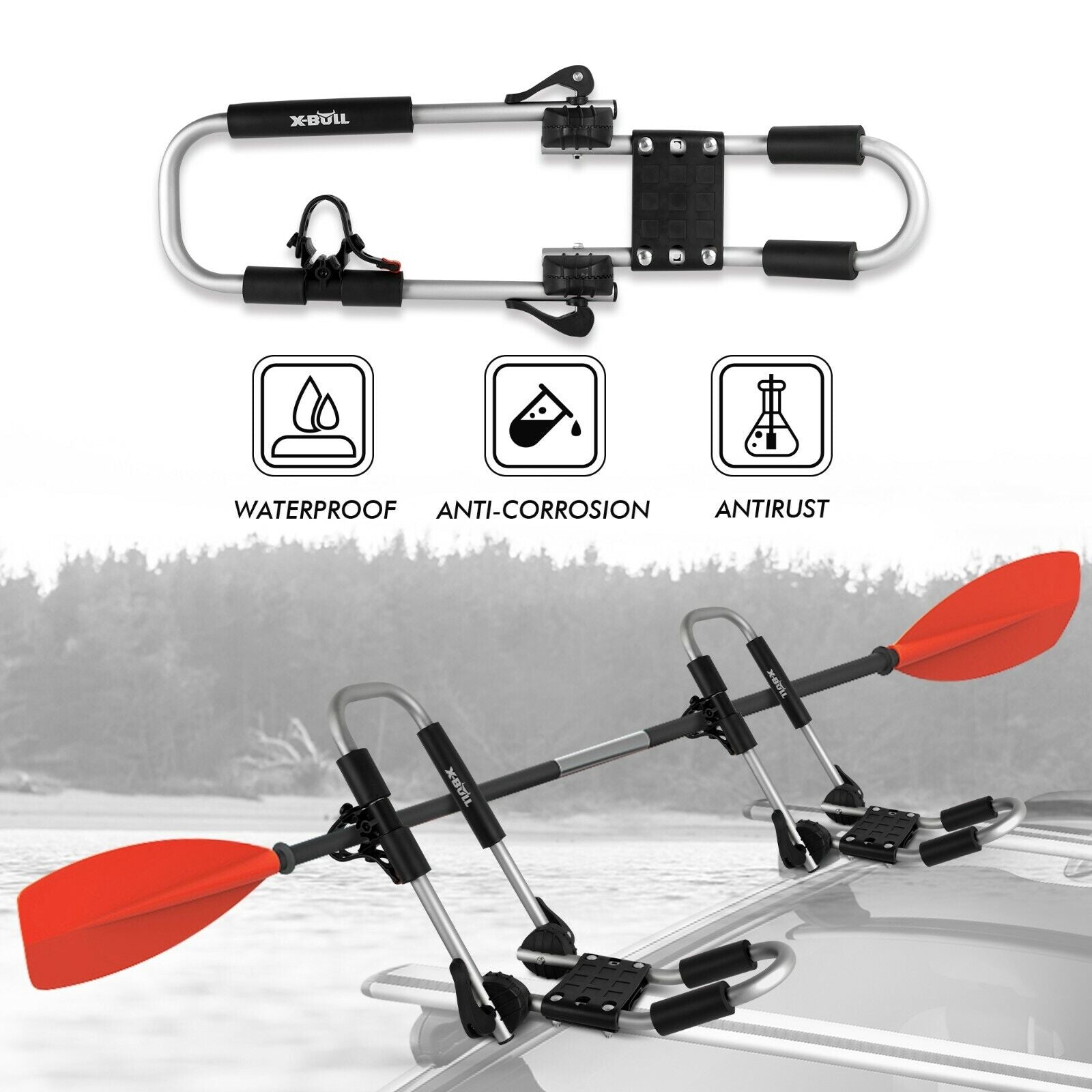X-BULL Kayak Carrier Roof Rack Holder Folding Surfboard Watercraft Uni ...