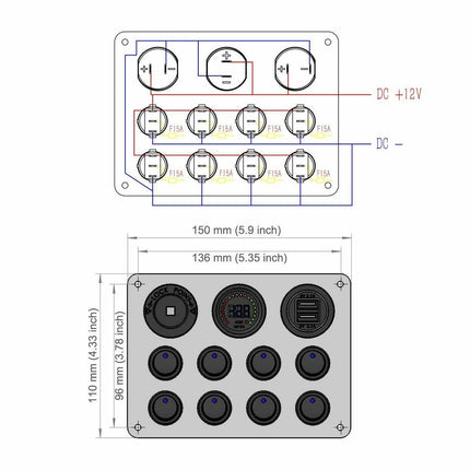 8 Gang Car Auto LED Rocker Switch Panel - salelink.co.nz
