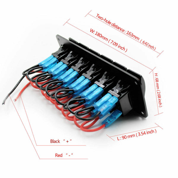 6 Gang Car Rocker Switch Panel Dual USB LED Circuit Breaker Voltage
