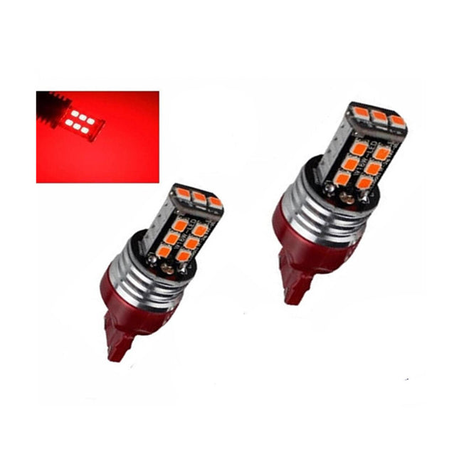 2 X T20 7443 15 RED LED DUAL FILAMENT CAR UTE BRAKE STOP TAIL LIGHT BULB 12V - salelink.co.nz