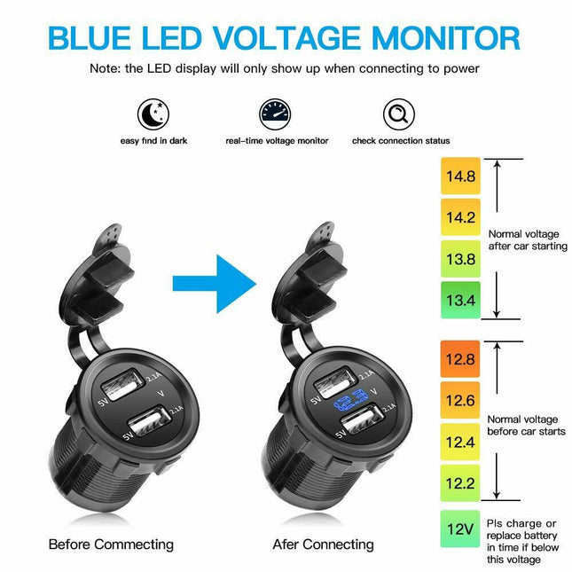 Toggle Switch Four Functions Panel for Car RV Truck Vehicles Blue