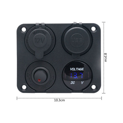 4 Way DC 12V-24V Car Cigarette Lighter Socket+Dual USB Charger Voltmeter Adapter - salelink.co.nz