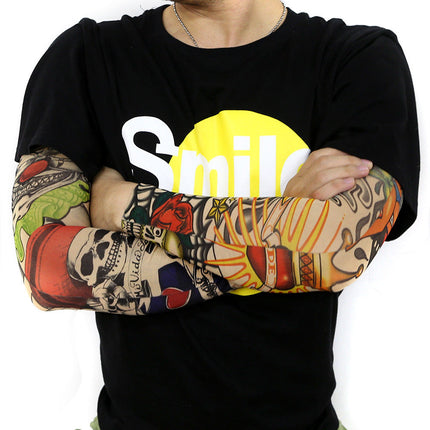 Pack of 6 Arm Sleeve Stretch Costume Fake Tattoo Stocking - salelink.co.nz
