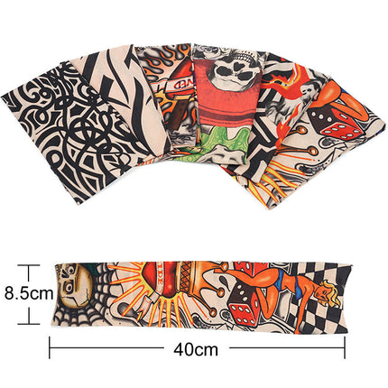 Pack of 6 Arm Sleeve Stretch Costume Fake Tattoo Stocking - salelink.co.nz