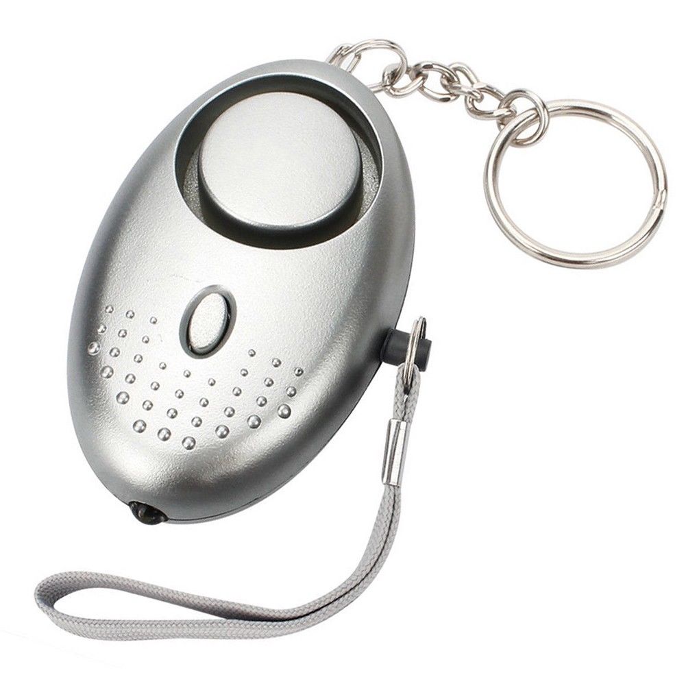 Silver 140dB Personal Alarm Keychain Safety LED Torch Light