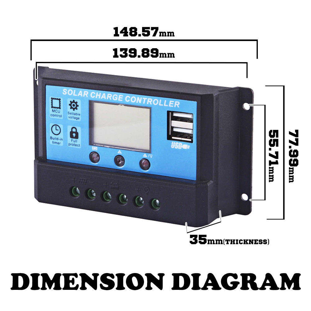 30A 12V/24V LCD DISPLAY PWM SOLAR PANEL REGULATOR CHARGE CONTROLLER ...