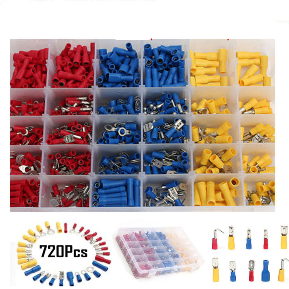 Electrical Wire Connector 720pcs Assorted Insulated Crimp Terminals Spade Set