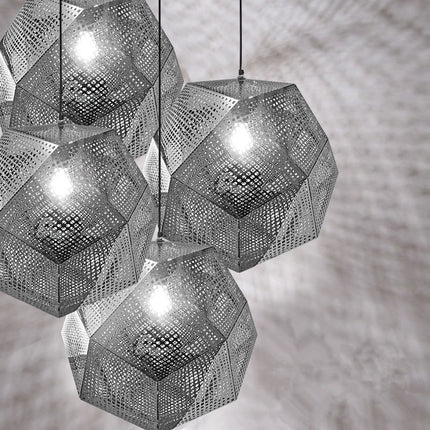 Metal Pendant Light Geometric Silver Lamp Shade Hanging - salelink.co.nz