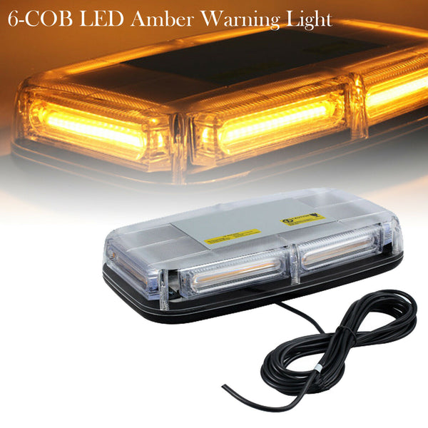 6-COB LED Beacon Flashing Magnetic Emergency Warning Strobe Amber Light 12/24V - salelink.co.nz