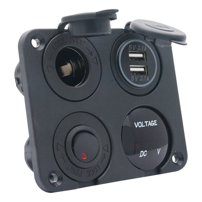 4 Way DC 12V-24V Car Cigarette Lighter Socket+Dual USB Charger Voltmeter Adapter - salelink.co.nz