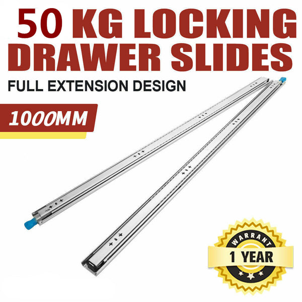 50kg Locking Drawer Slides / Runners 1000mm 4wd Trailer Fridge Draw