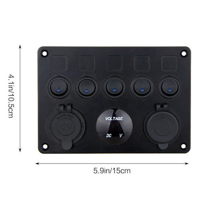5 Gang ON-OFF Toggle Switch Control Panel 2 USB Charger 12V for Car - salelink.co.nz
