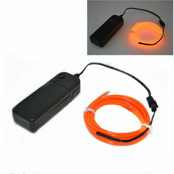 Orange 3M Battery Operated Luminescent Neon LED Lights Glow EL Wire Party Strip Rope