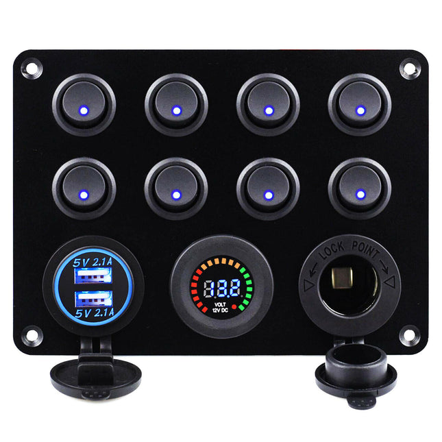 8 Gang Car Auto LED Rocker Switch Panel - salelink.co.nz