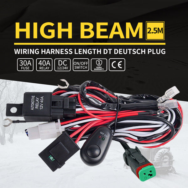 LED HID Wiring Loom Harness Spot Work Driving light bar 12V 40A Deutsch Relay - salelink.co.nz