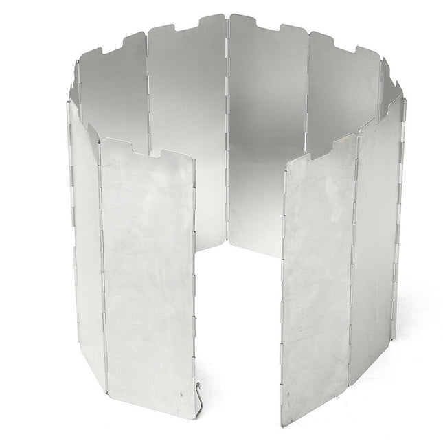10 plates Fold Camping Cooker BBQ Gas Stove Wind Shield Screen Foldable Outdoor - salelink.co.nz