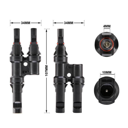 2 To 1 T Branch Cable Connectors Solar Panel PV Connector Male and Female