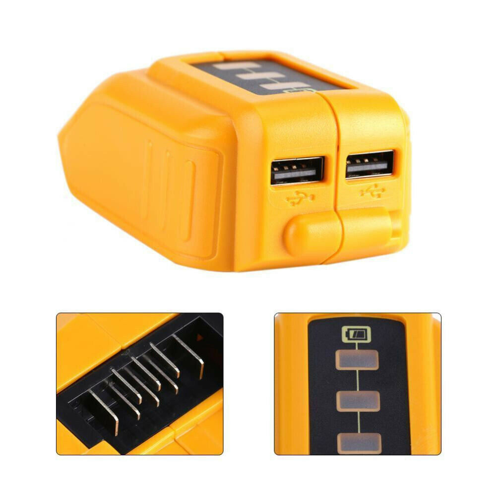 2 Hole USB Phone Charger Adapter Li-ion Battery Power Bank For Dewalt DCB090