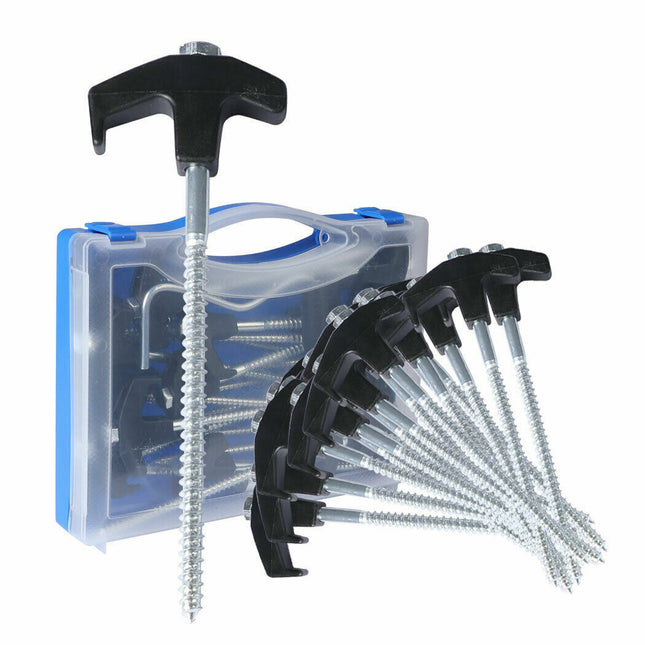 20x Camping Tent Pegs Heavy Duty Screw Steel In Ground Camping Outdoor Stakes - salelink.co.nz