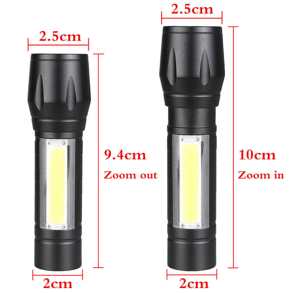 COB LED Mini Flashlight Torch Zoom