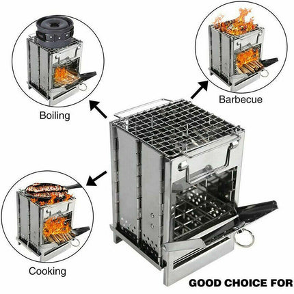 20x20x35cm Camping Stove Camp Wood BBQ Grill - salelink.co.nz